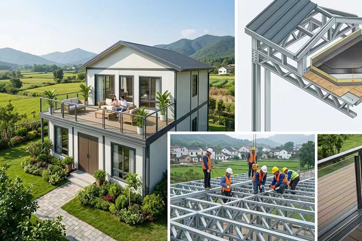 帶露臺的輕鋼別墅：2026回鄉(xiāng)建房新標(biāo)桿，盡享高端田園生活(圖1)