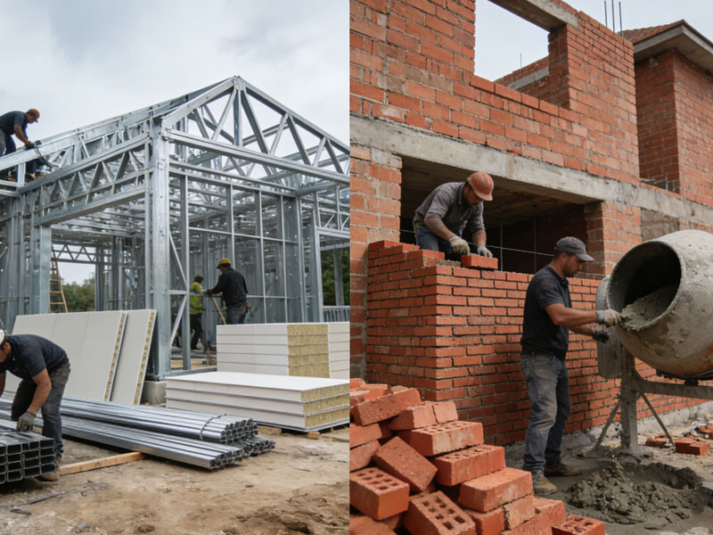 輕鋼別墅vs紅磚房，10個(gè)維度全面對比(圖1)